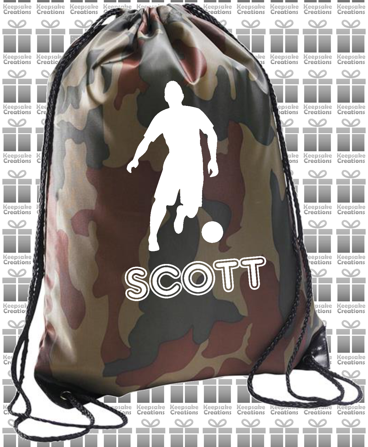 Personalised Football Player Design Drawstring Gym Bag