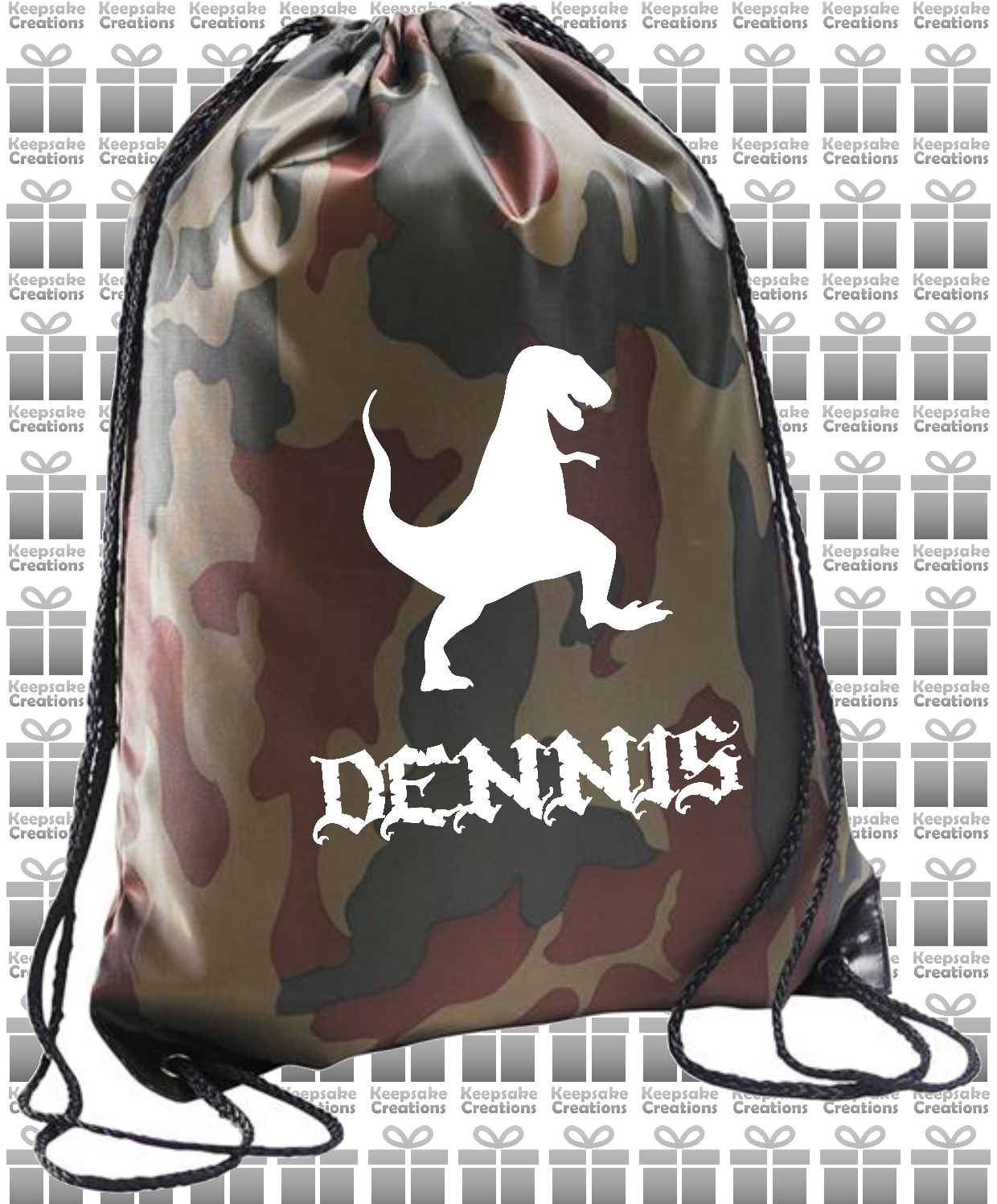 Personalised Dinosaur Design Drawstring Gym Bag