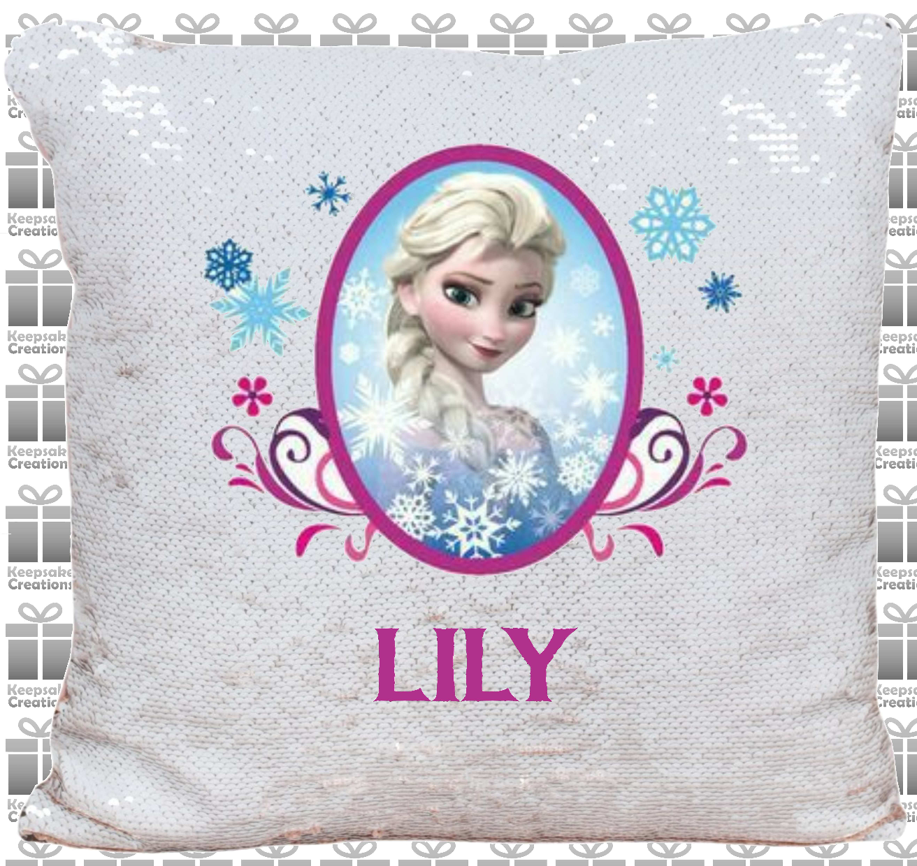Personalised Frozen Elsa Sequin Cushion