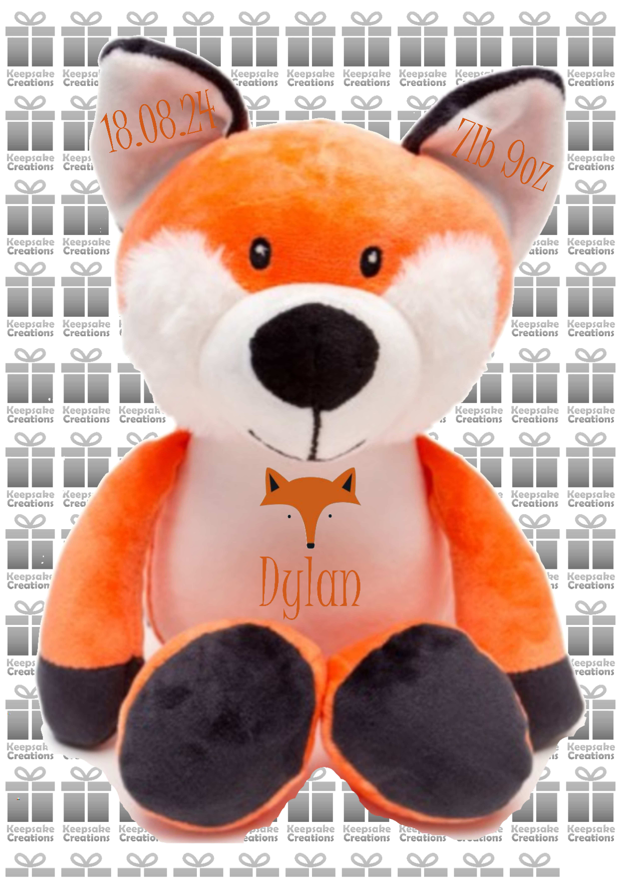 Personalised Baby Birth Plush Toys - Fox/Giraffe/Highland Cow/Lion/Tiger