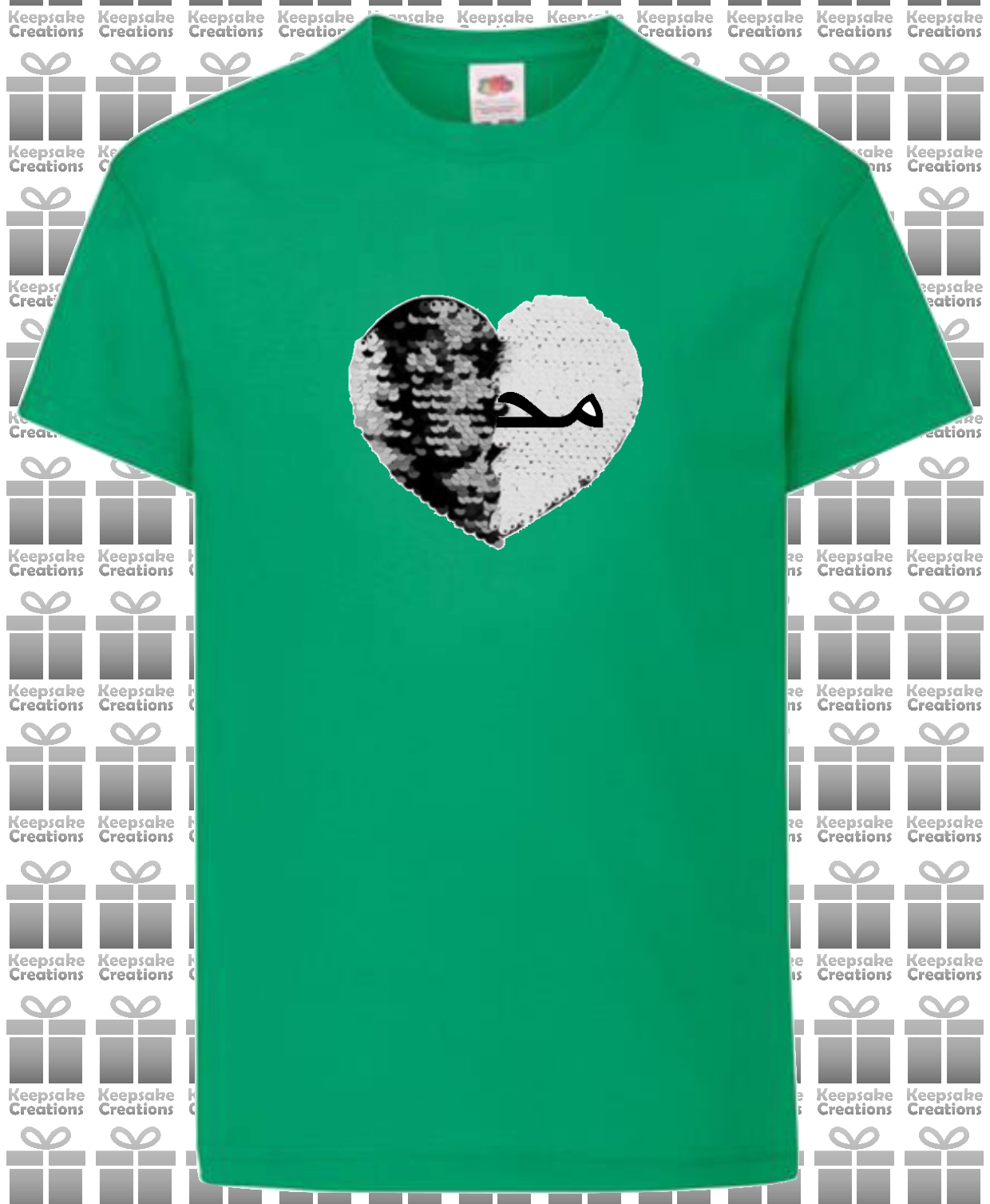 Personalised Kids Arabic Flip Sequin Heart T-shirt #BGOR