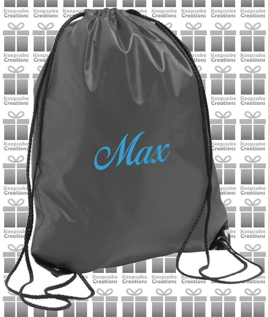 Personalised CURLY Design Drawstring Gym Bag