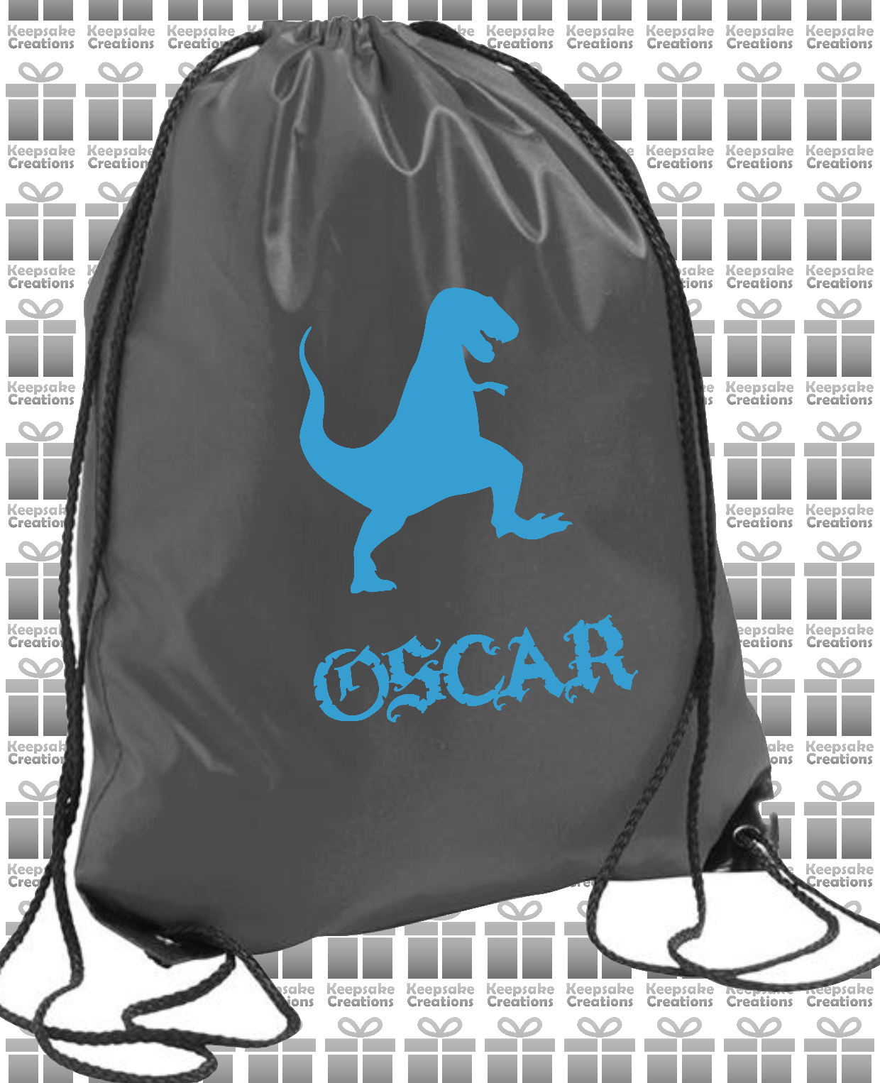 Personalised Dinosaur Design Drawstring Gym Bag