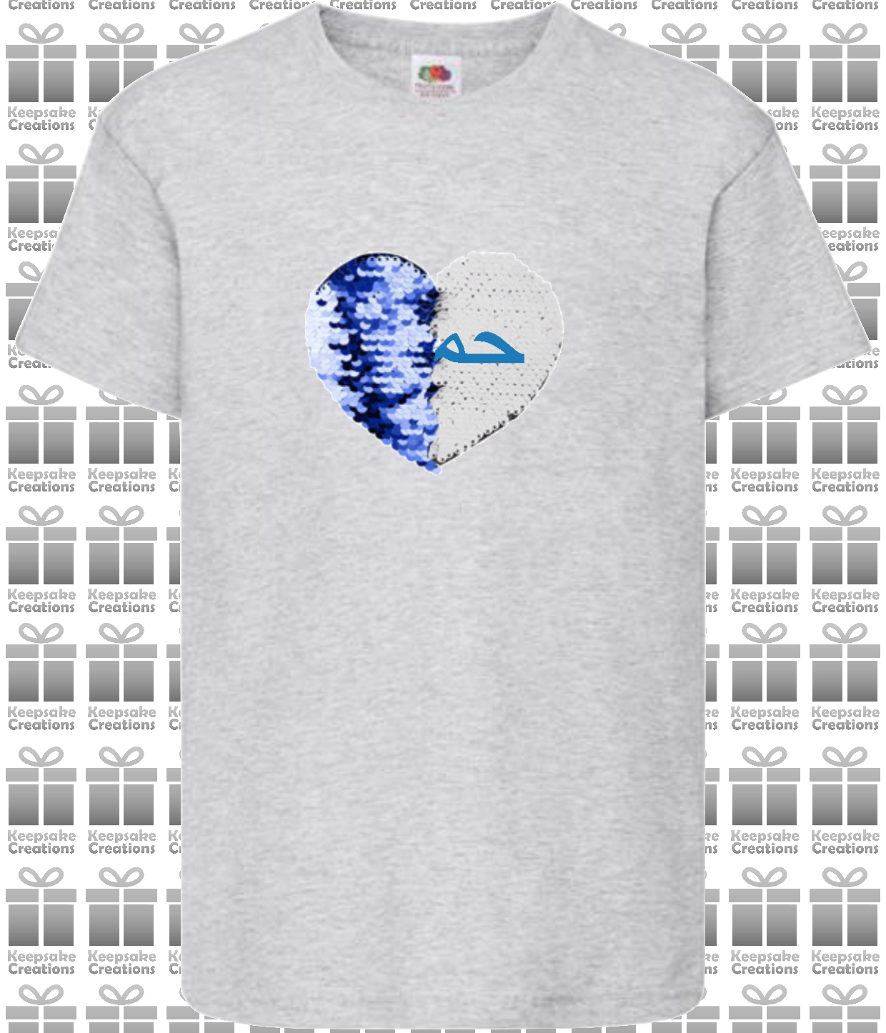 Personalised Kids Arabic Flip Sequin Heart T-shirt #BGPY
