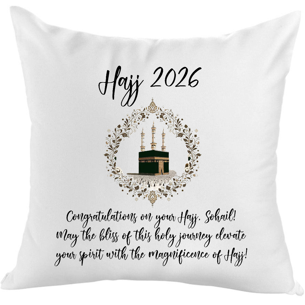 Hajj Mubarak Cushion with Message