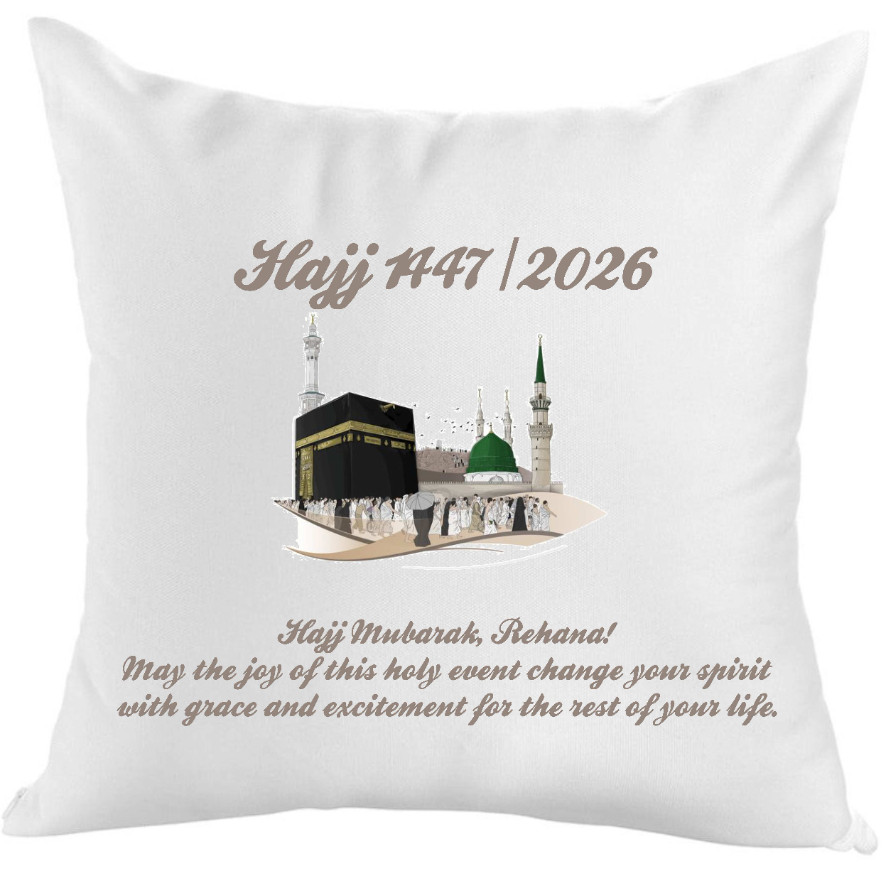 Hajj Mubarak Cushion with Message