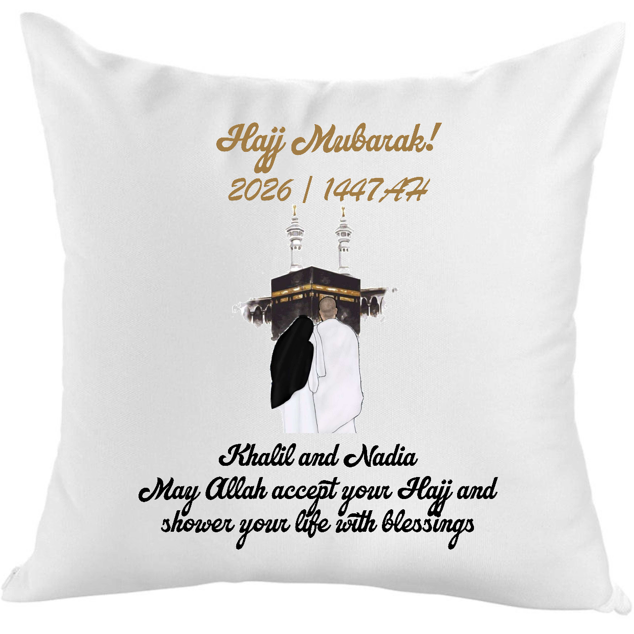 Hajj Mubarak Cushion with Message