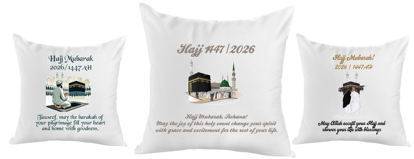 Hajj Mubarak Cushion with Message
