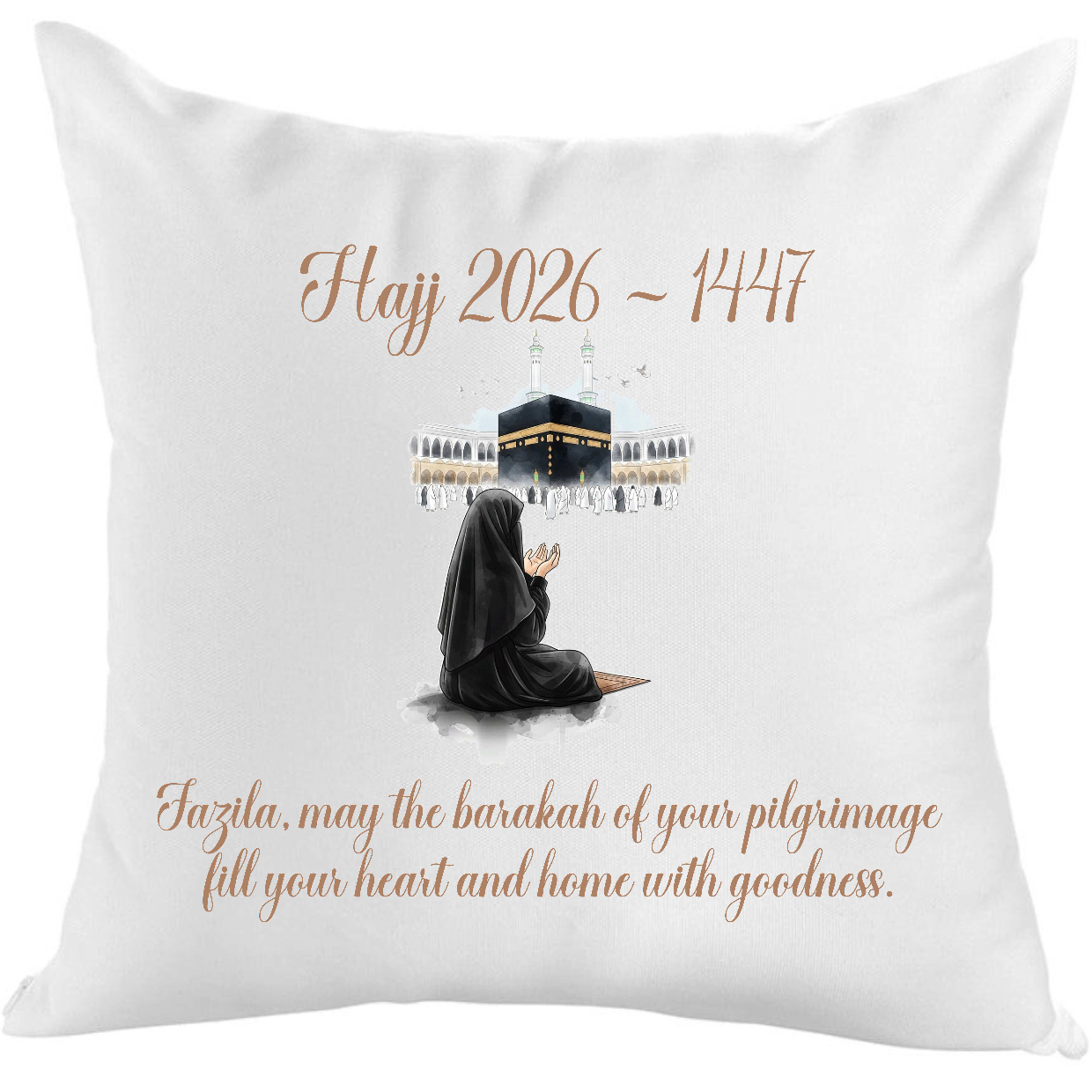 Hajj Mubarak Cushion with Message