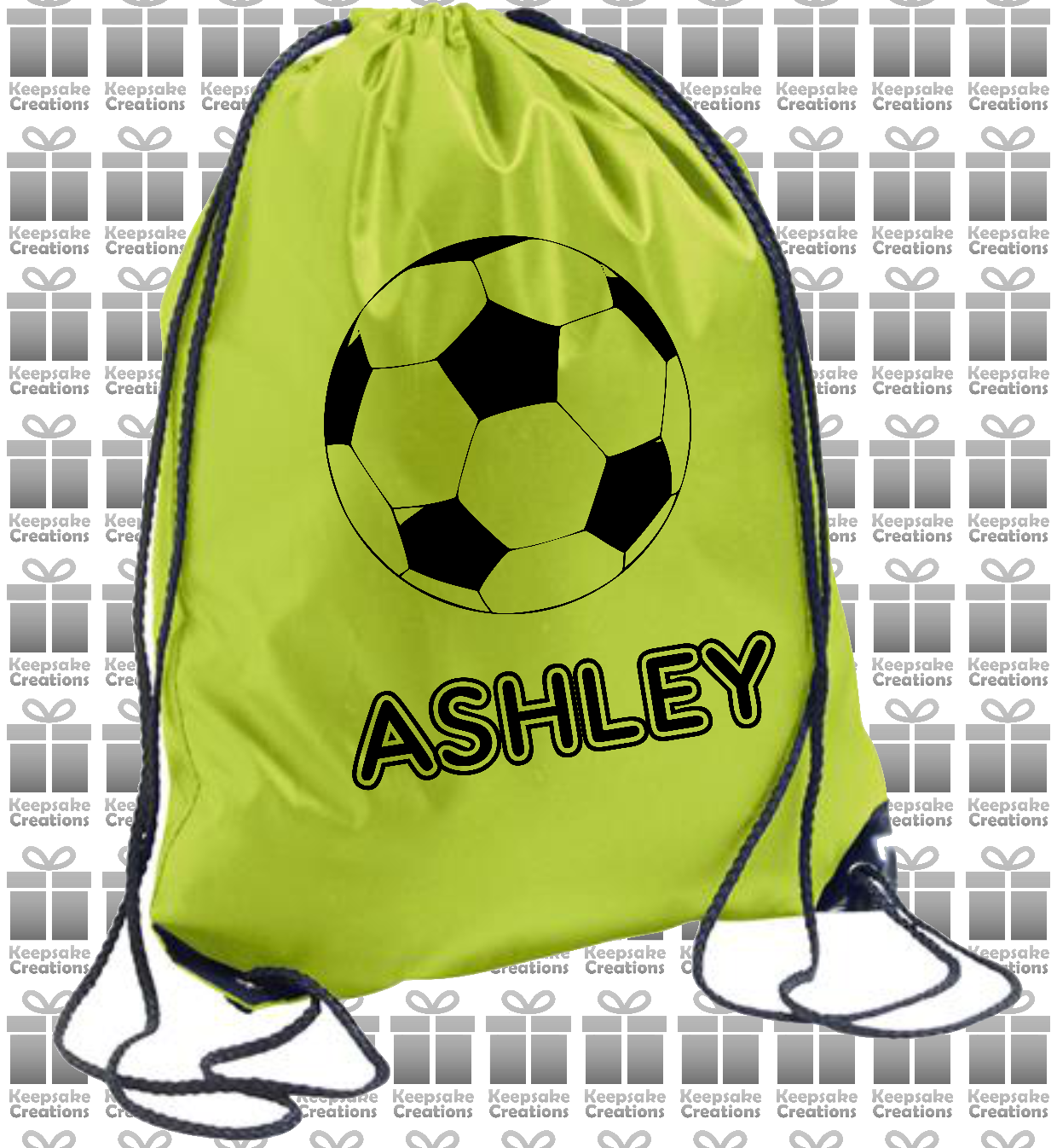 Personalised Football Design Drawstring Gym Bag