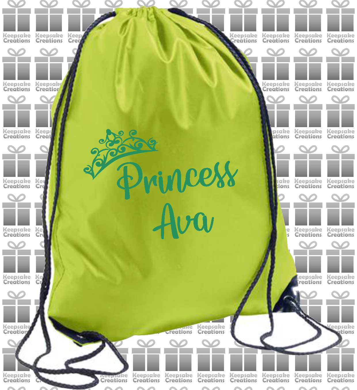 Personalised Princess Crown Design Drawstring Gym Bag