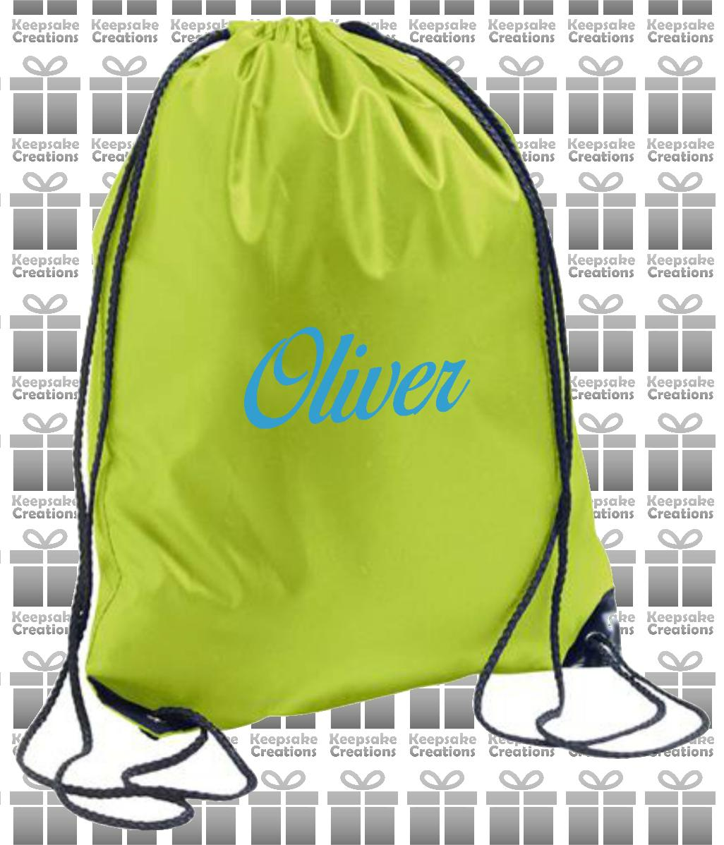 Personalised CURLY Design Drawstring Gym Bag