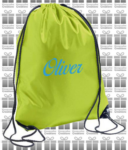 Personalised CURLY Design Drawstring Gym Bag
