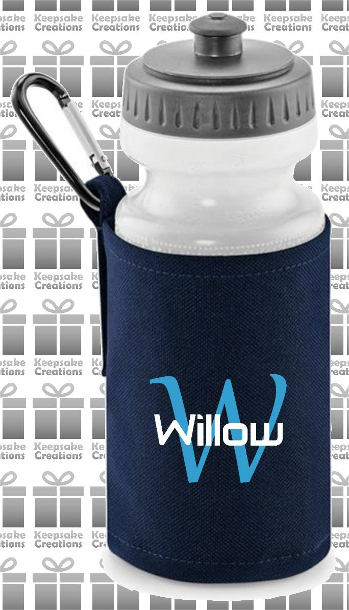 Personalised Monogram STANDARD Design Reusable Water Bottle with Holder