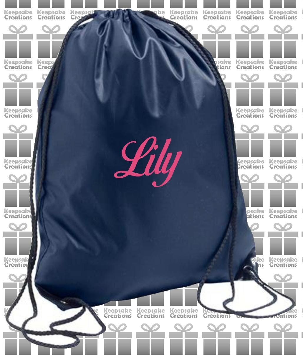 Personalised CURLY Design Drawstring Gym Bag