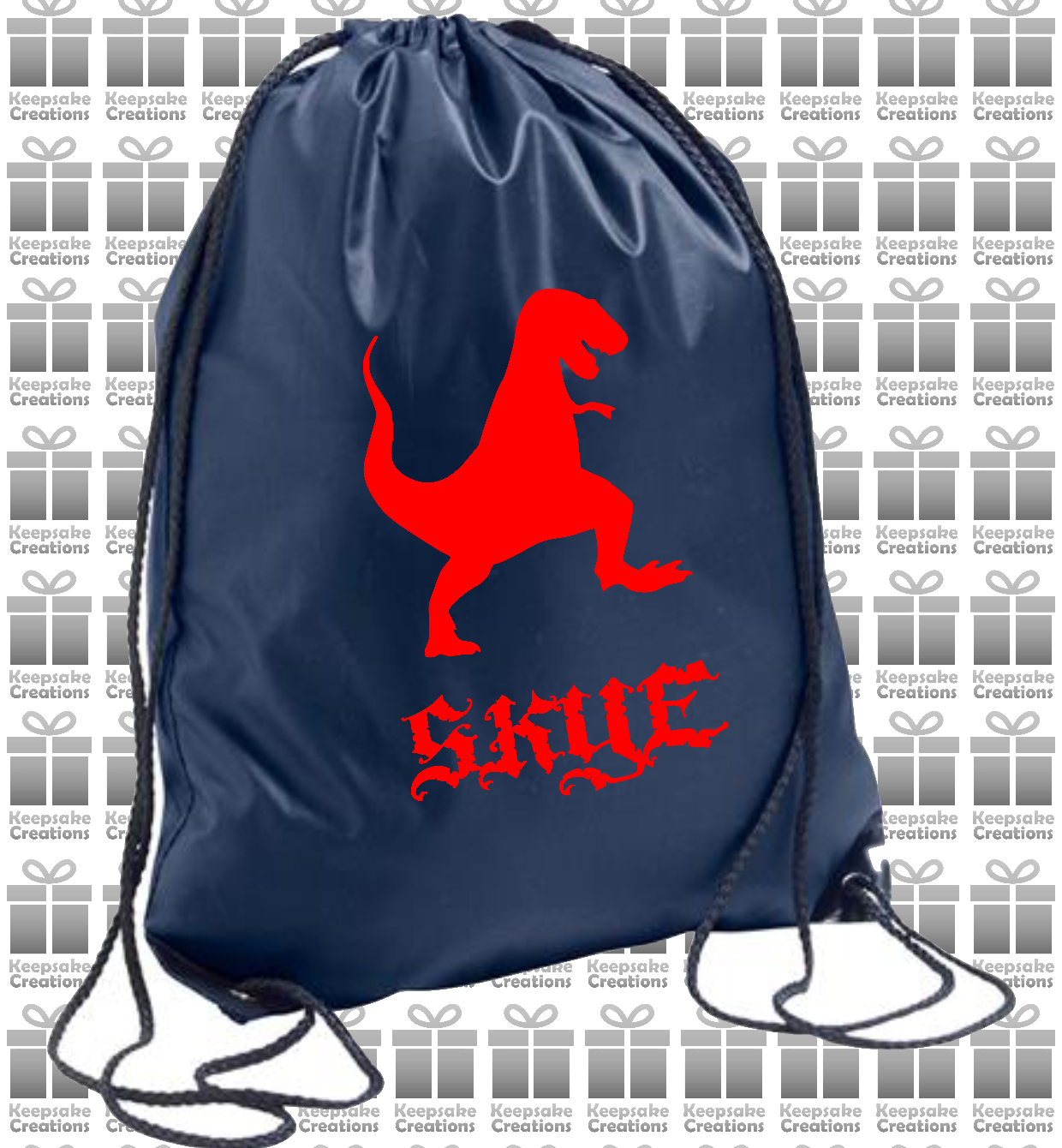 Personalised Dinosaur Design Drawstring Gym Bag
