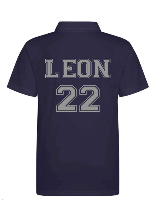 Personalised Kids Navy Varsity Design Polo Shirt