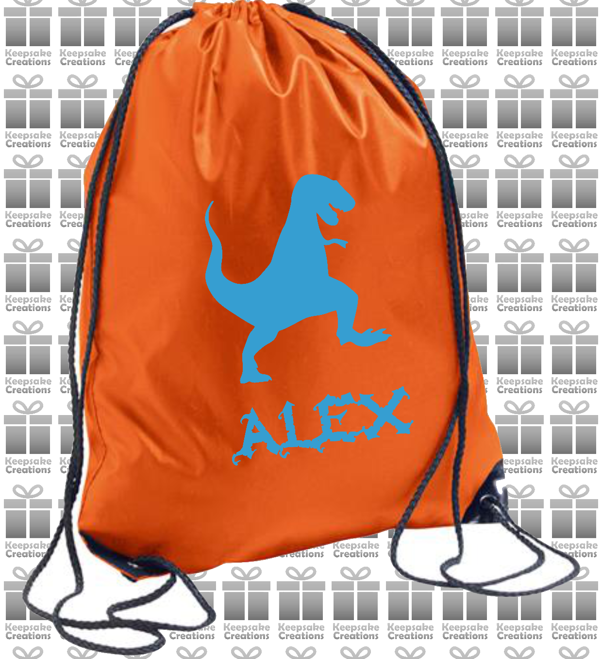Personalised Dinosaur Design Drawstring Gym Bag