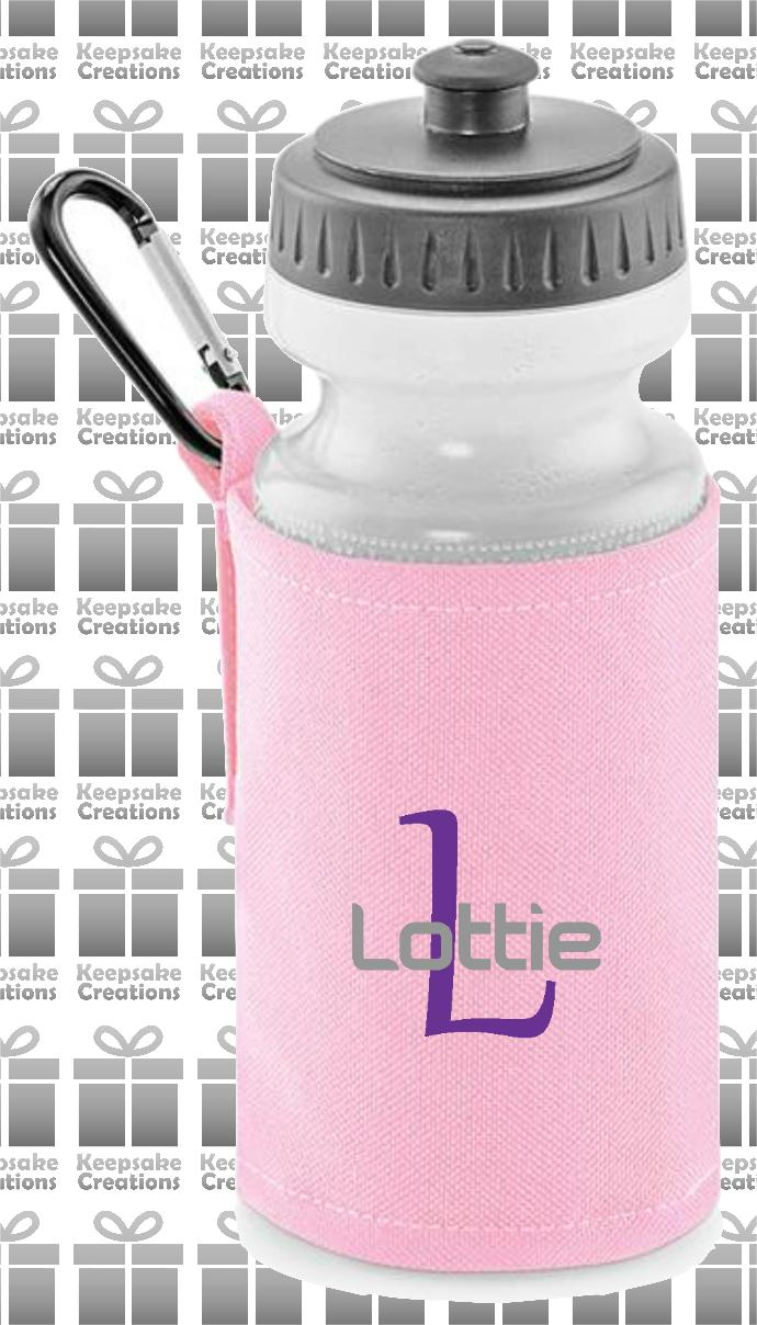 Personalised Monogram STANDARD Design Reusable Water Bottle with Holder