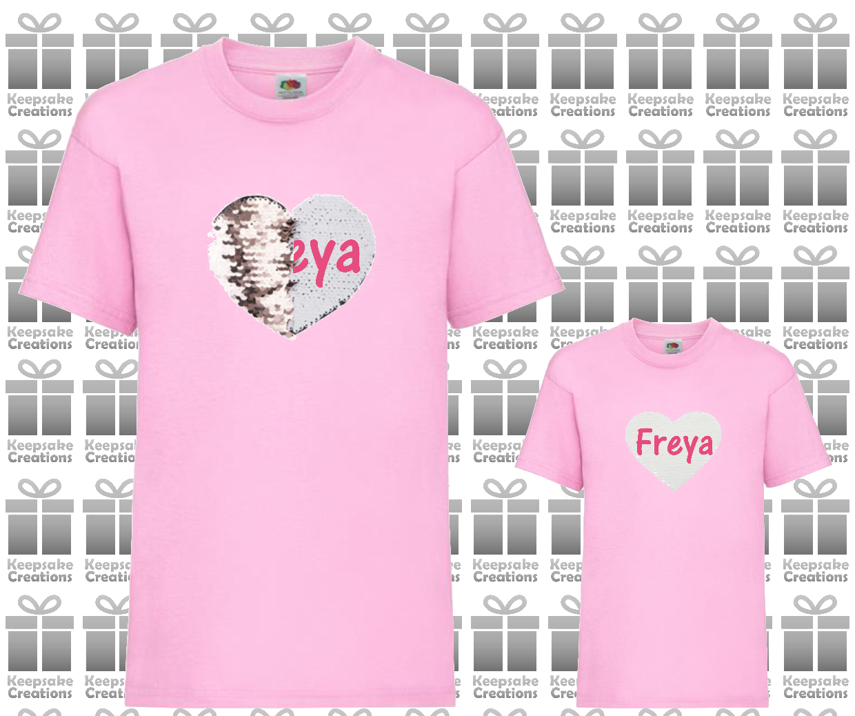 Personalised Kids Sequin Heart T-shirt #BGPW