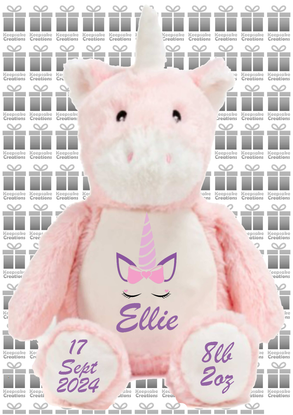 Personalised Baby Birth Plush Toys - Dinosaur/Unicorn