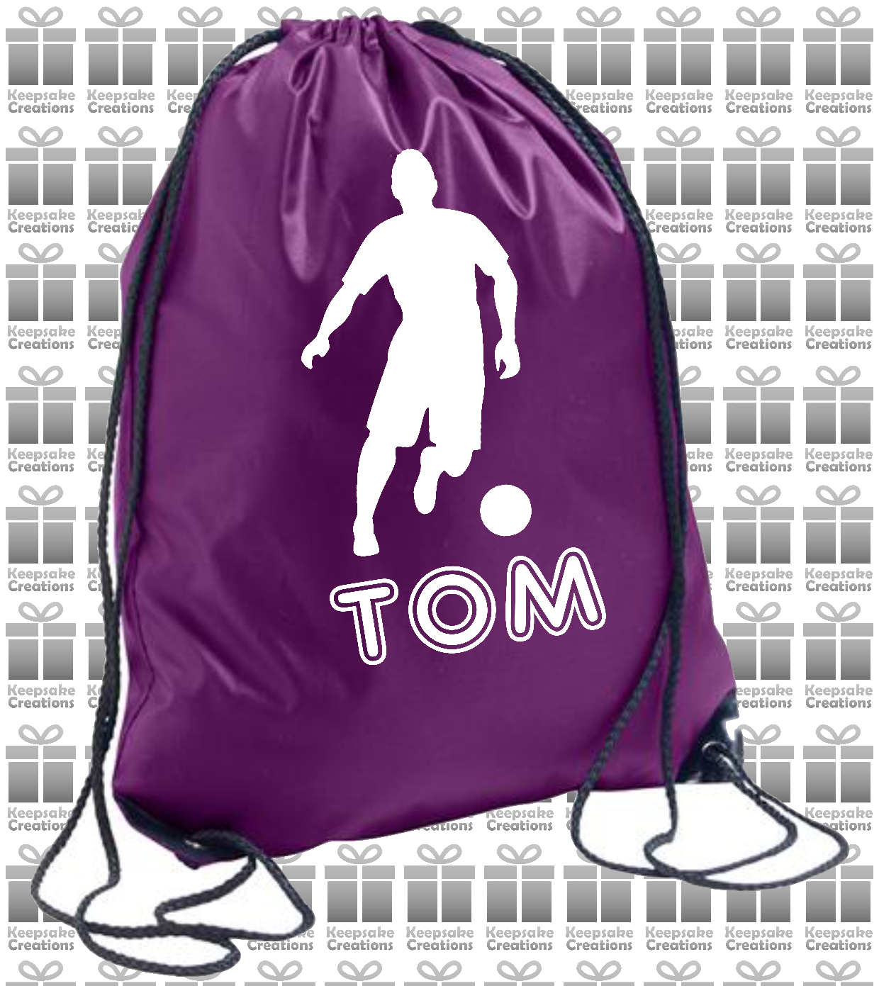 Personalised Football Player Design Drawstring Gym Bag