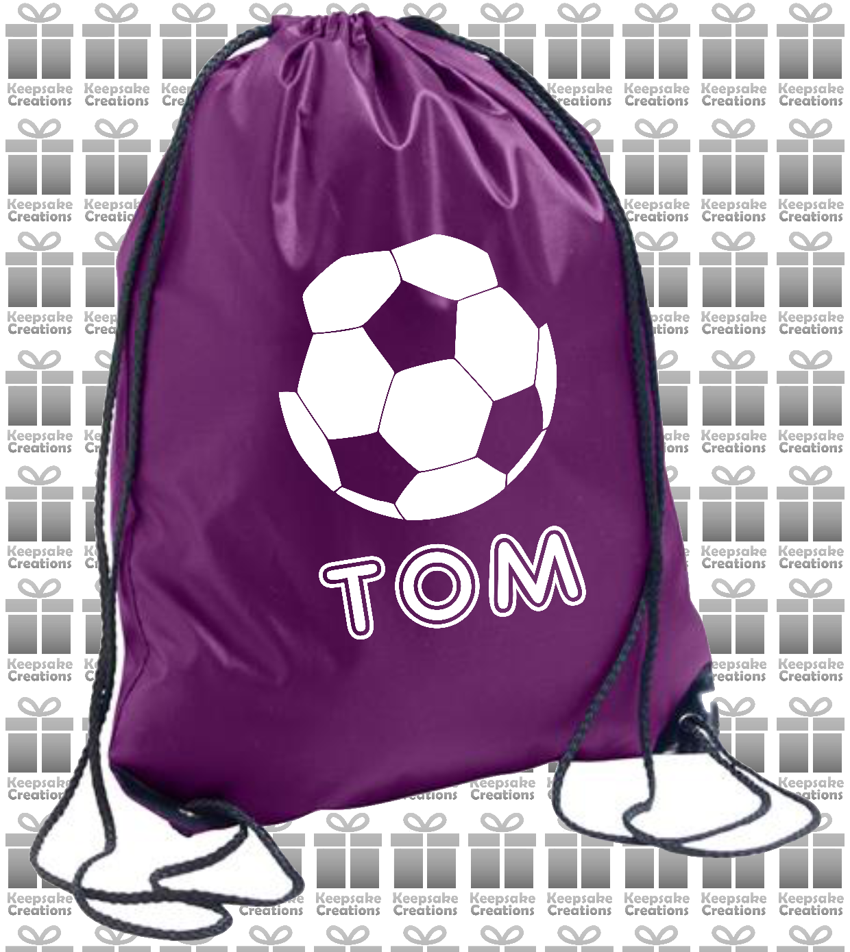 Personalised Football Design Drawstring Gym Bag