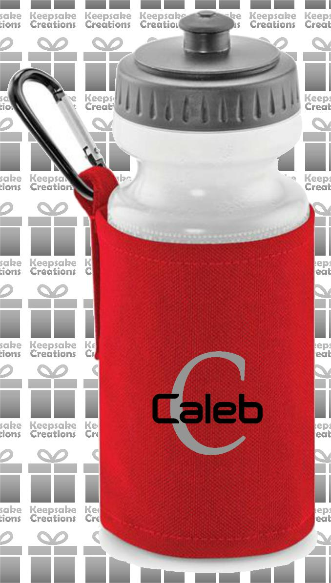 Personalised Monogram STANDARD Design Reusable Water Bottle with Holder