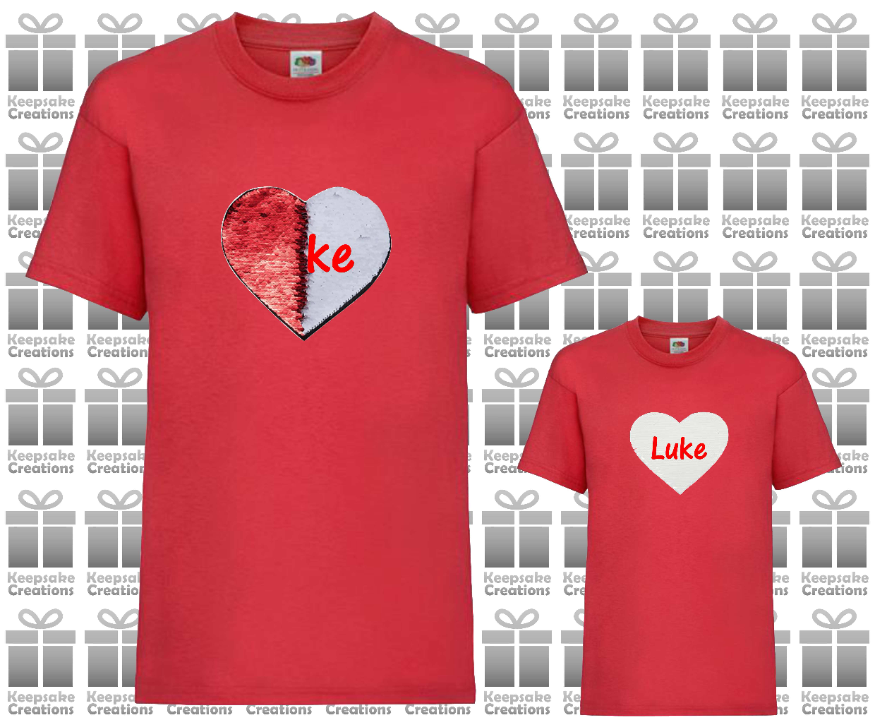 Personalised Kids Flip Sequin Heart T-shirt #BGOR