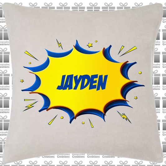 Personalised Comic Clipart Boys Cushion