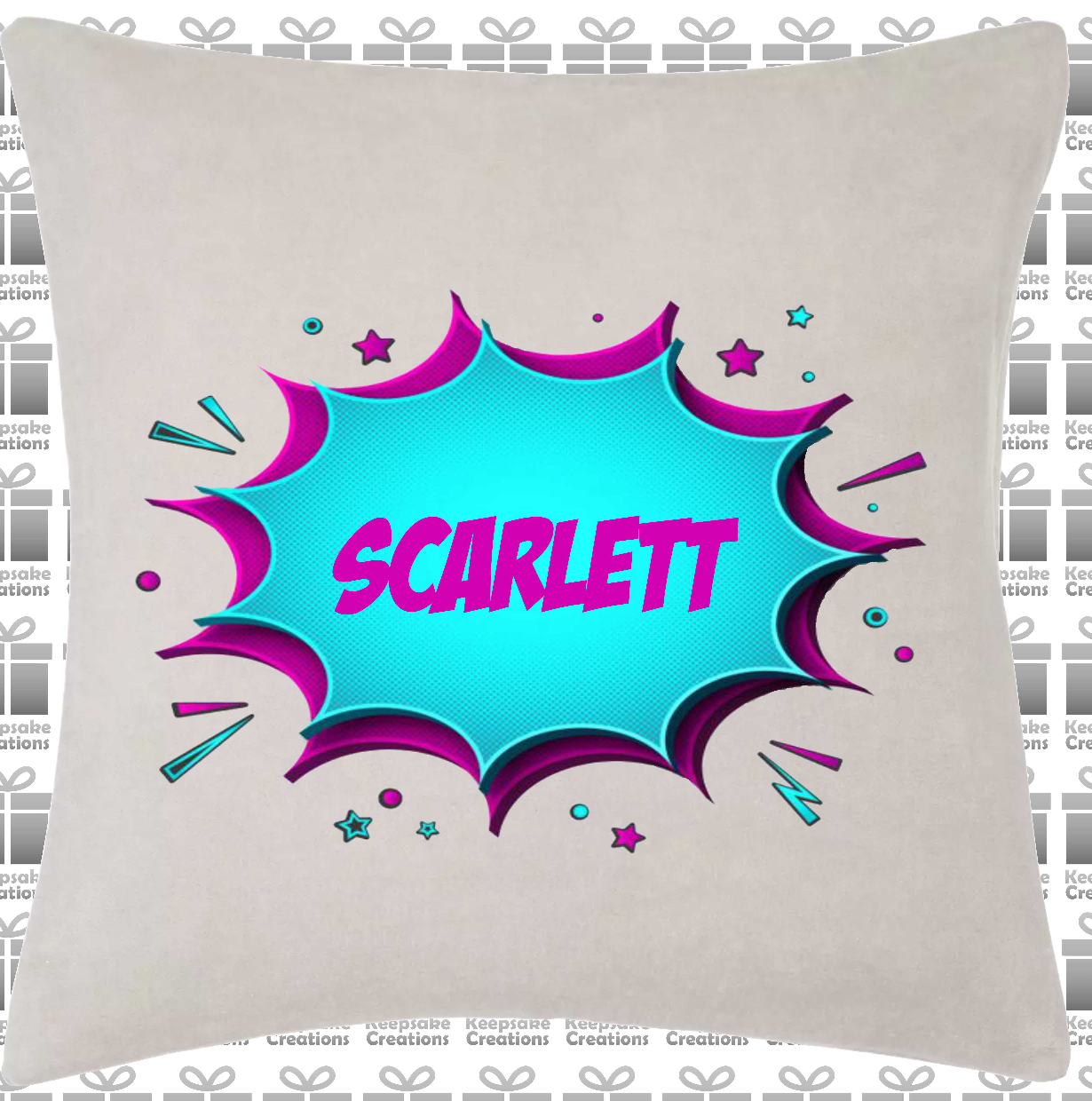 Personalised Comic Clipart Girls Cushion