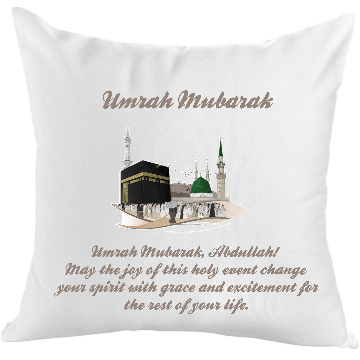 Umrah Mubarak Cushion with Message - Different designs