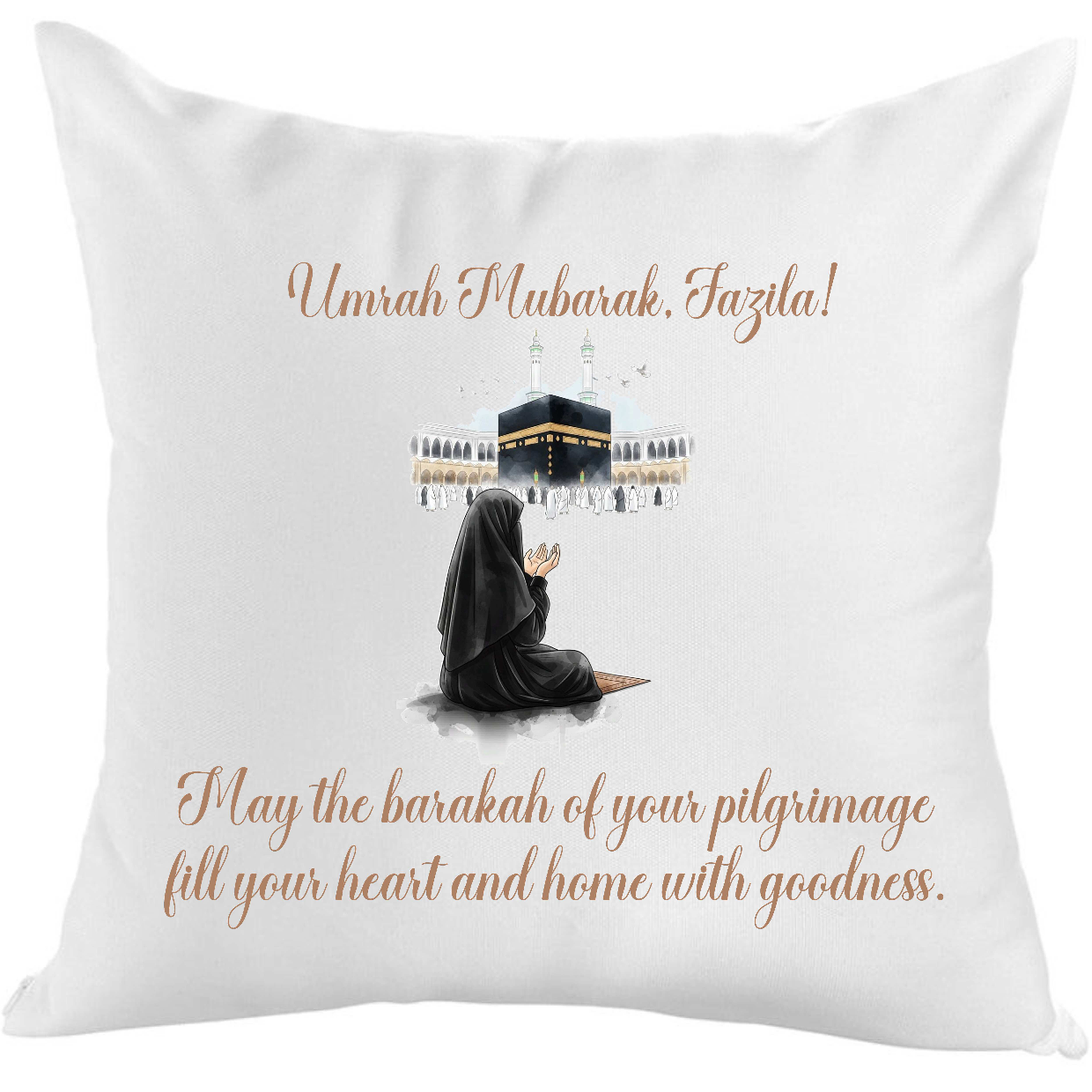 Umrah Mubarak Cushion with Message - Different designs
