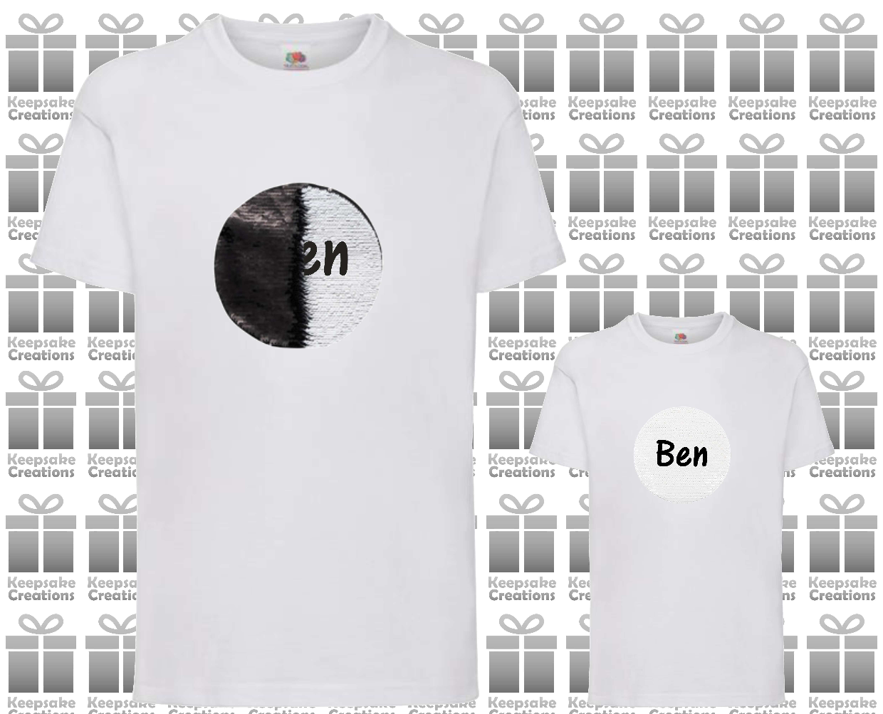 Personalised Kids Flip Sequin Circle T-shirt #BGPW