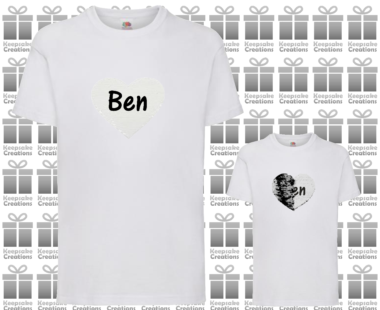 Personalised Kids Sequin Heart T-shirt #BGPW