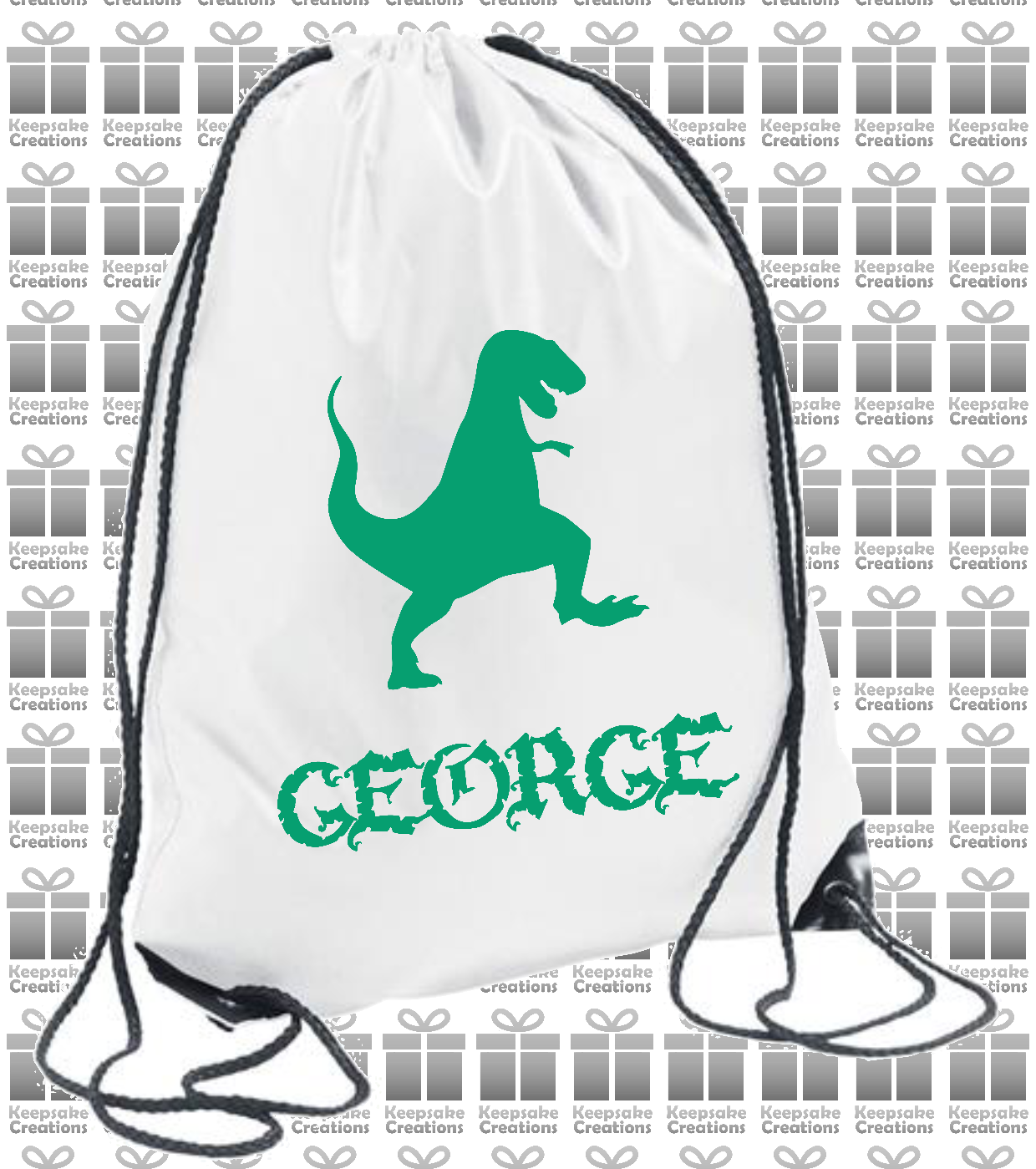 Personalised Dinosaur Design Drawstring Gym Bag