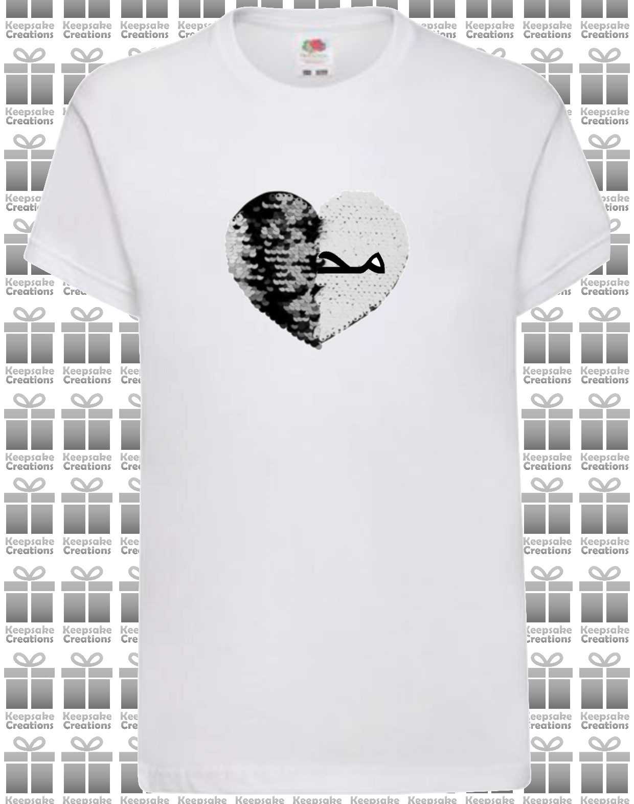 Personalised Kids Arabic Flip Sequin Heart T-shirt #BGPY