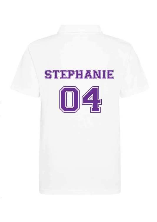 Personalised Kids White Varsity Design Polo Shirt