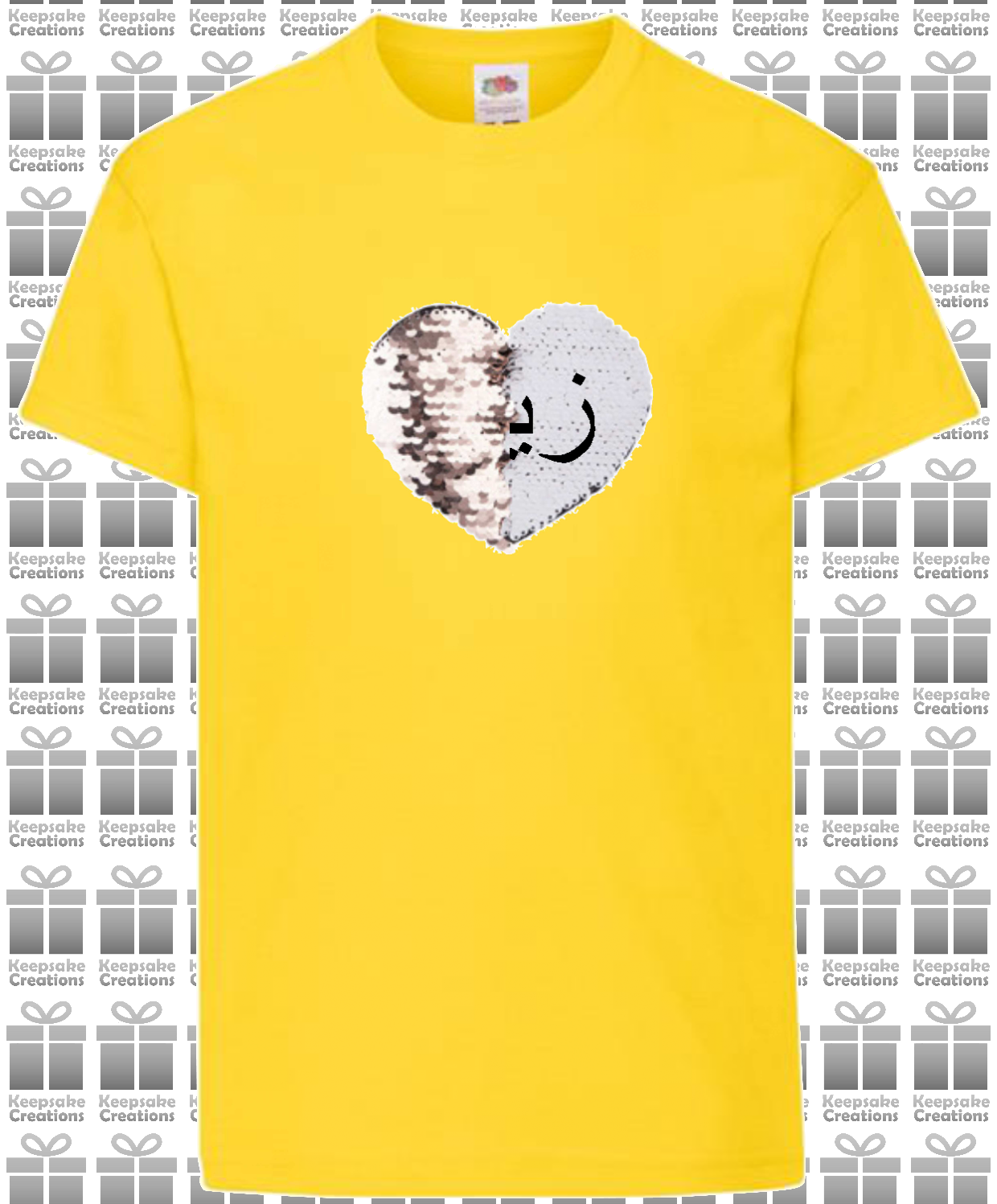 Personalised Kids Arabic Flip Sequin Heart T-shirt #BNPY
