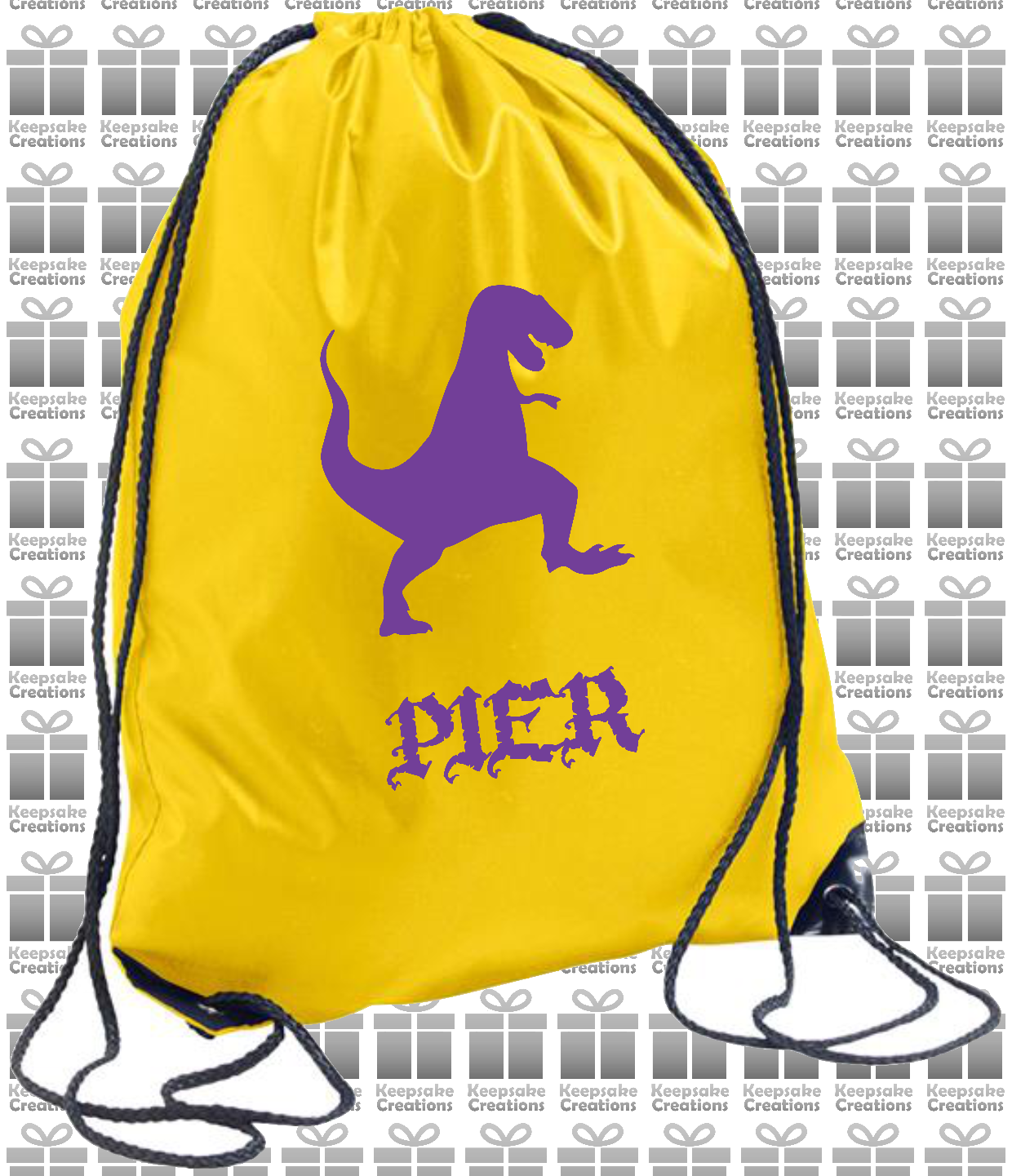 Personalised Dinosaur Design Drawstring Gym Bag
