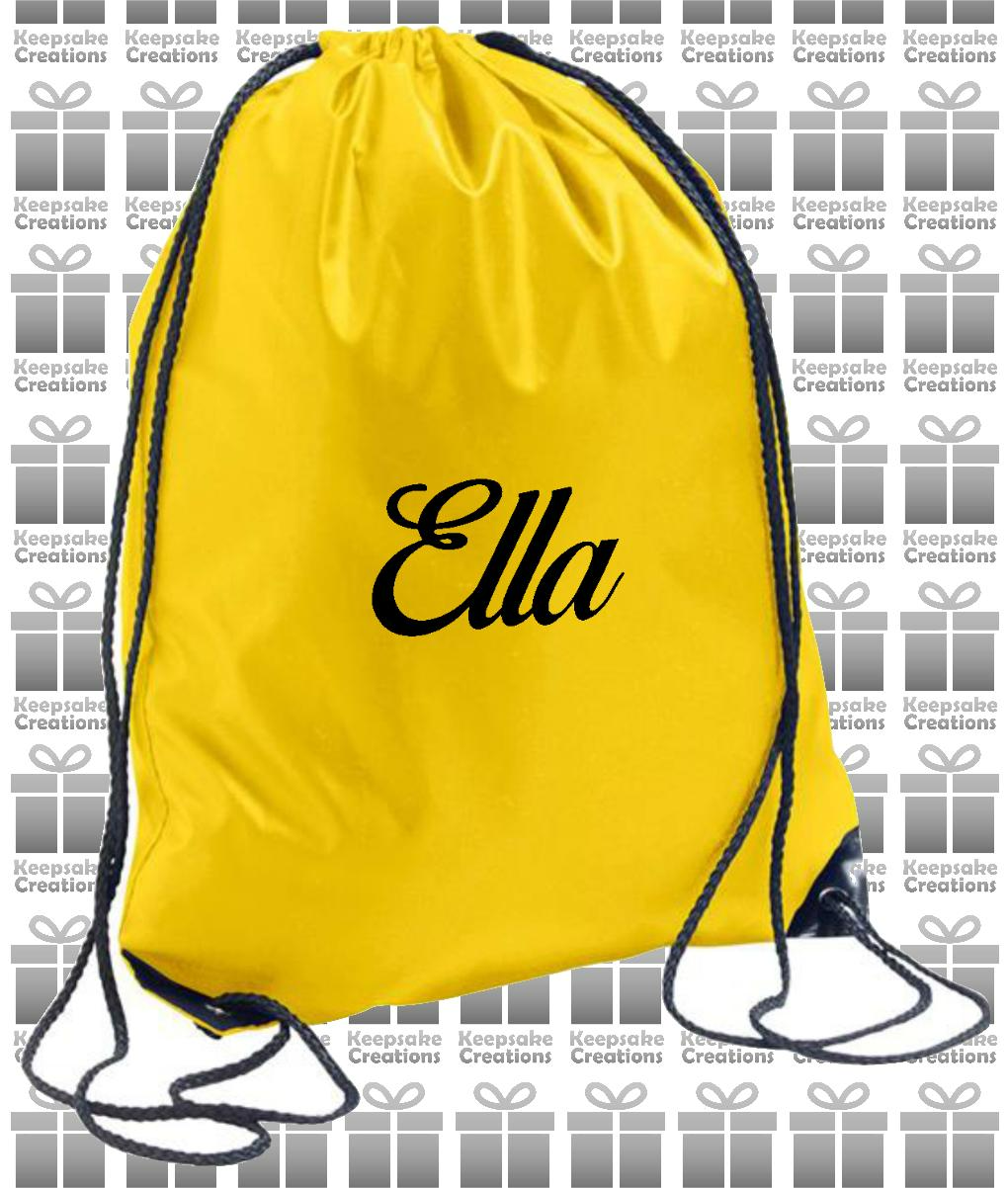 Personalised CURLY Design Drawstring Gym Bag