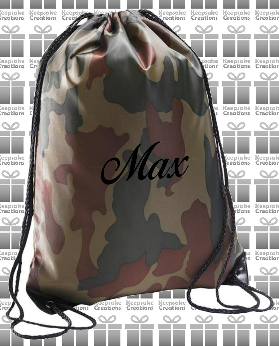 Personalised CURLY Design Drawstring Gym Bag