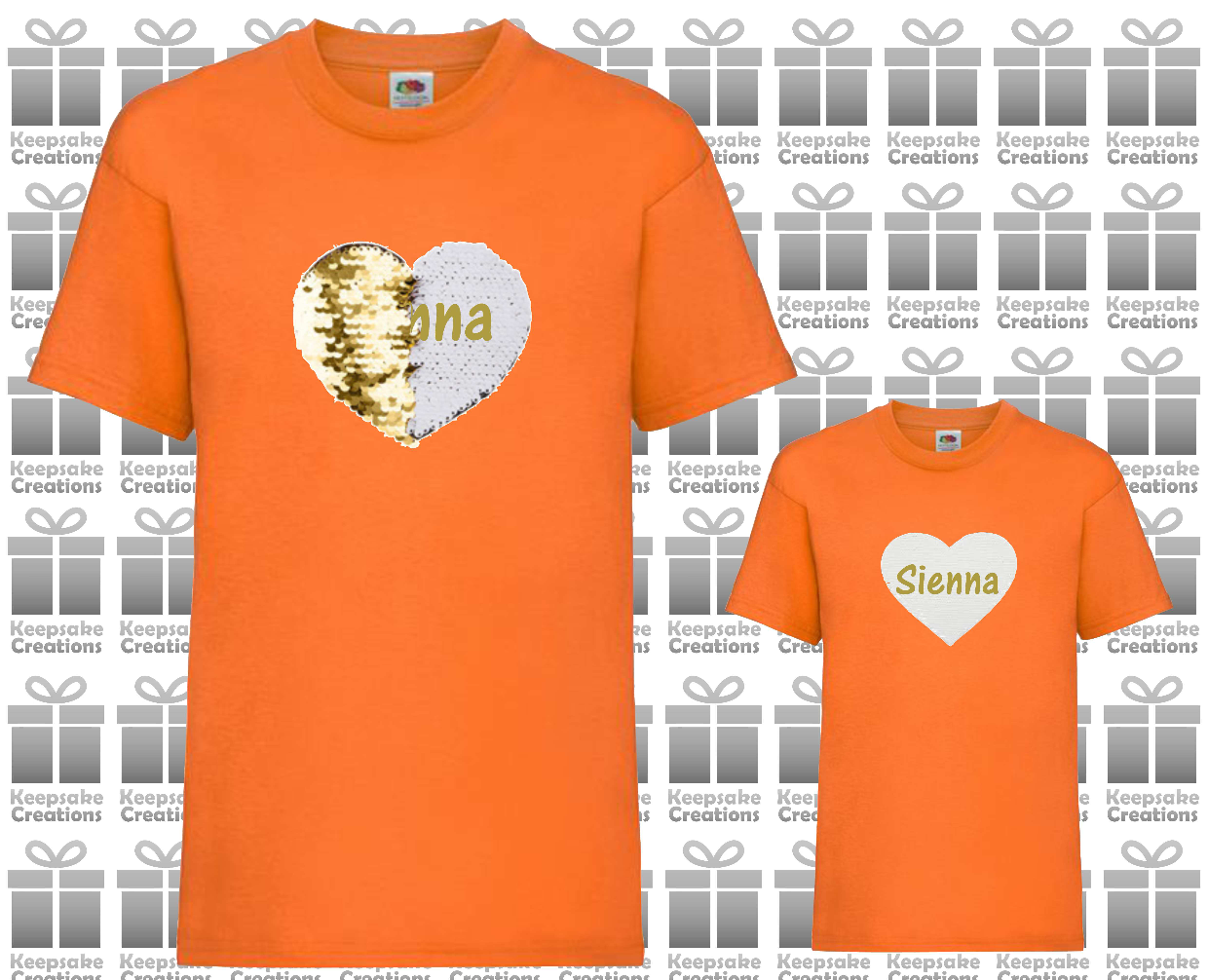 Personalised Kids Flip Sequin Heart T-shirt #BGOR